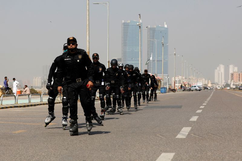 Karachi police pop their rollerblades on to catch criminals