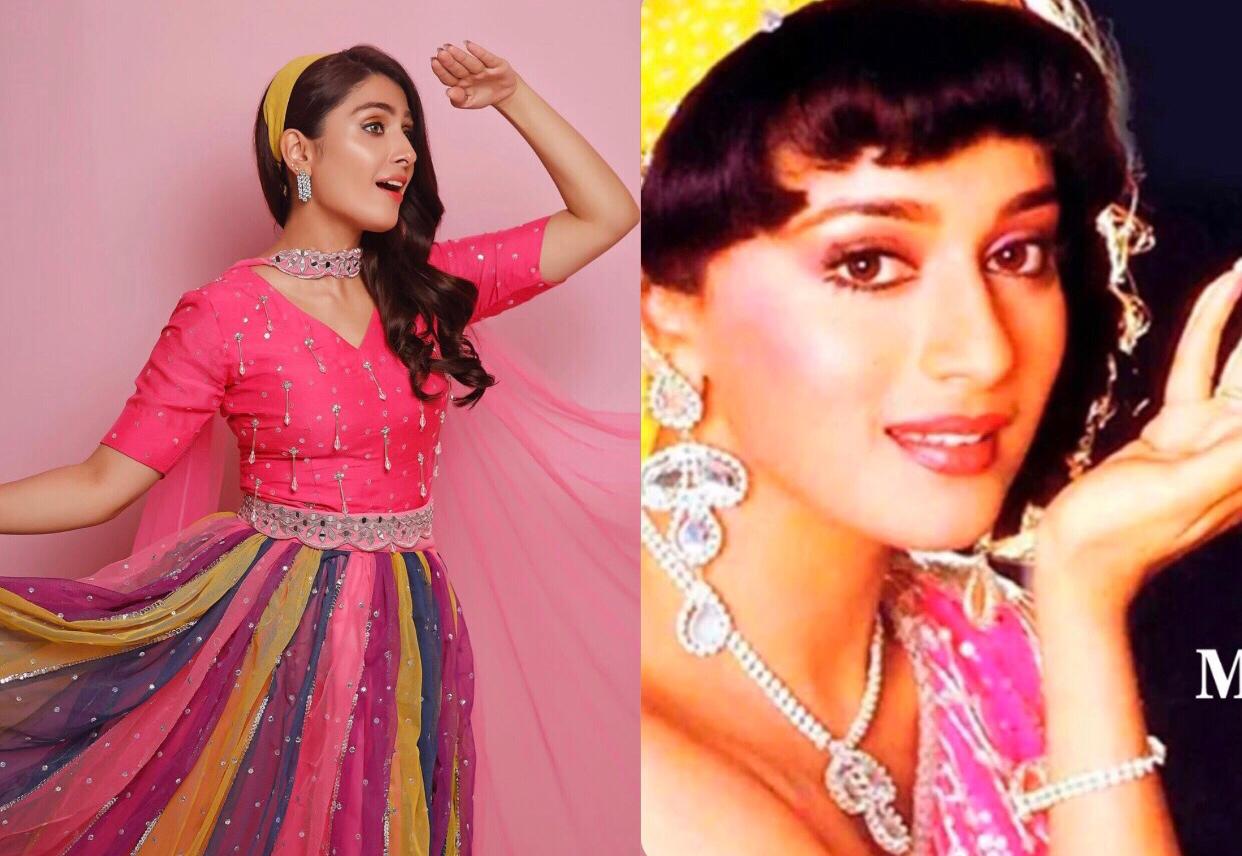Ayeza Khan replicates Madhuri Dixit’s iconic look from ‘Aik Do Teen’ song