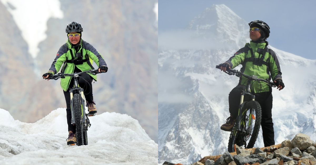 First Pakistani female cyclist Samar Khan reaches K2 base camp on cycle