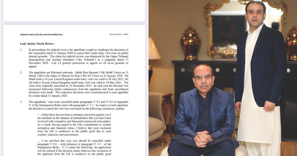 Malik Riaz and son’s 10 years UK visit visa revoked due to possible corruption