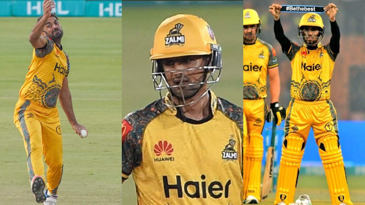 Wahab Riaz, Shoaib Malik, Haris celebrate after winning hat-trick in PSL