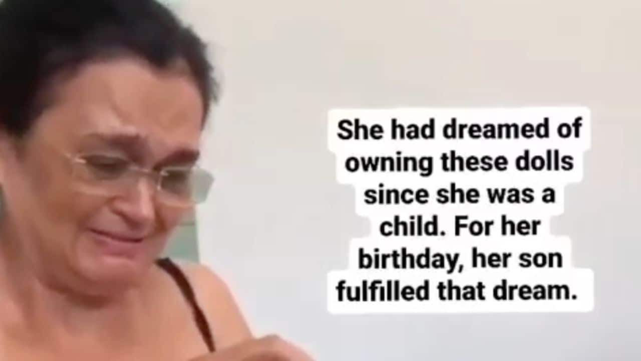 Son gifts mom dolls that she wanted as a kid