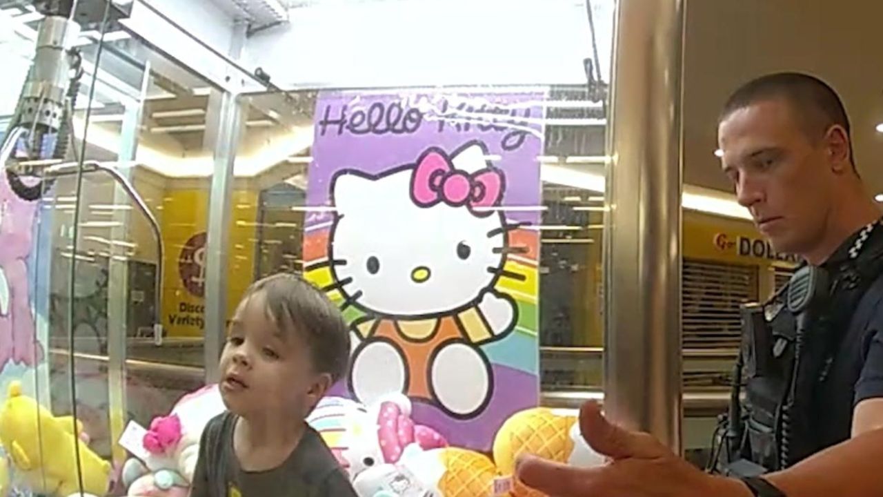 Watch: Child trapped in toy claw machine enjoying himself before rescue