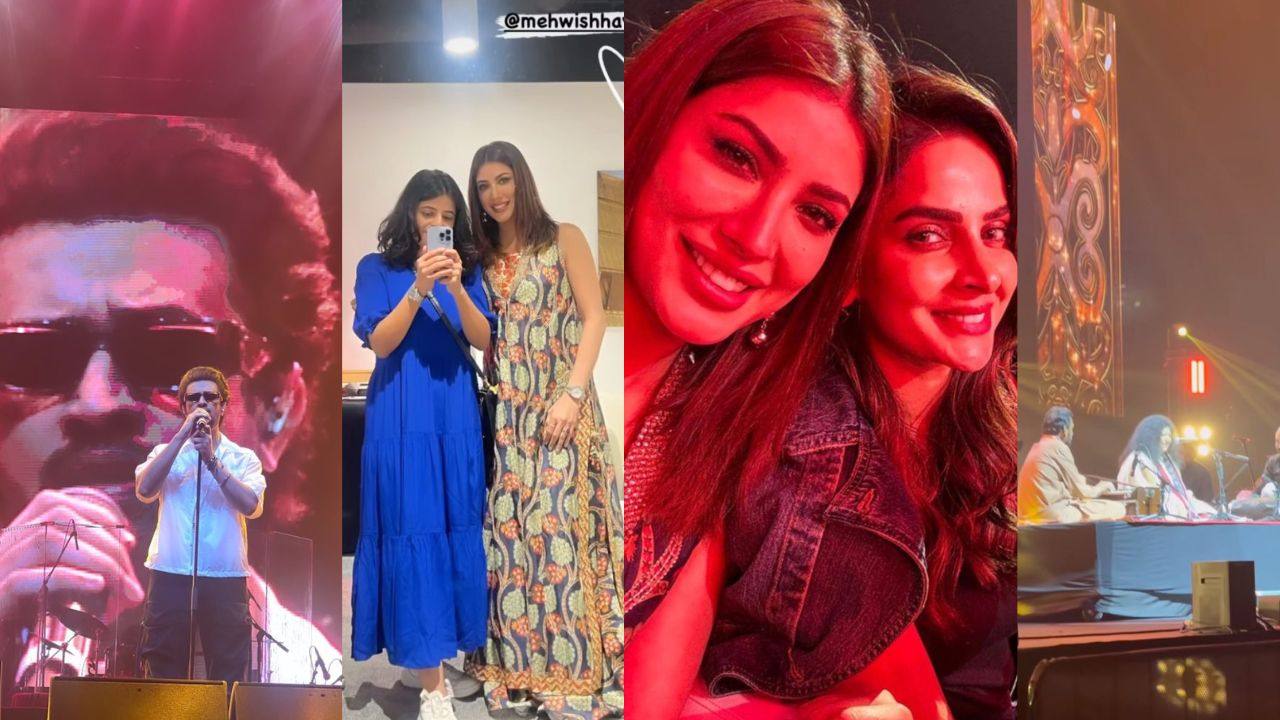 Saba Qamar and Mehwish Hayat enjoy Atif Aslam live in Abu Dhabi