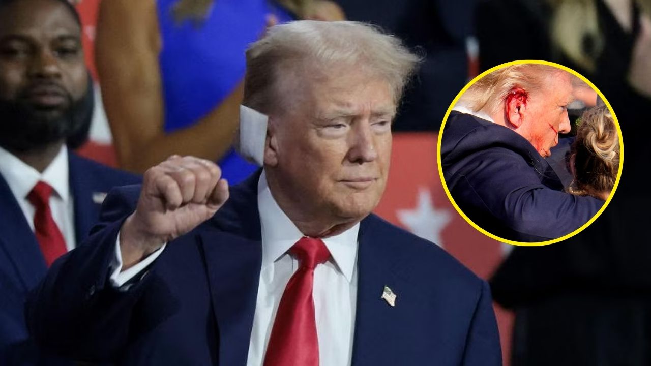 Trump appears at convention with bandaged ear after shooting